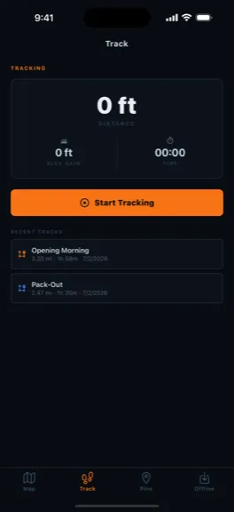 Live track recording with distance and elevation